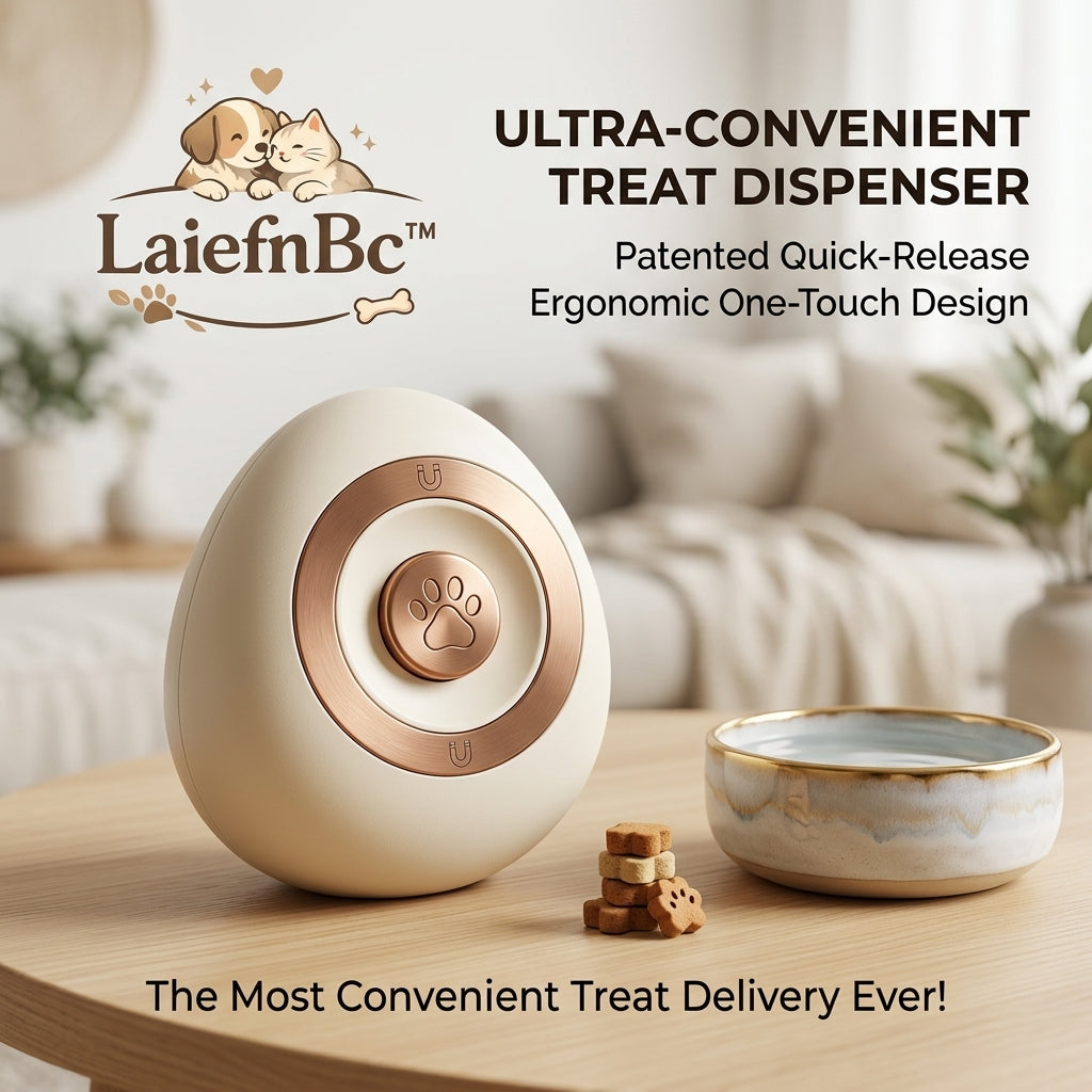 LaiefnBc™ Interactive Pet Treat Dispenser – Modern One-Touch Quick-Release Reward Feeder for Dogs & Cats, Ergonomic Minimalist Design, Aesthetic Home Decor Pet Snack Holder
