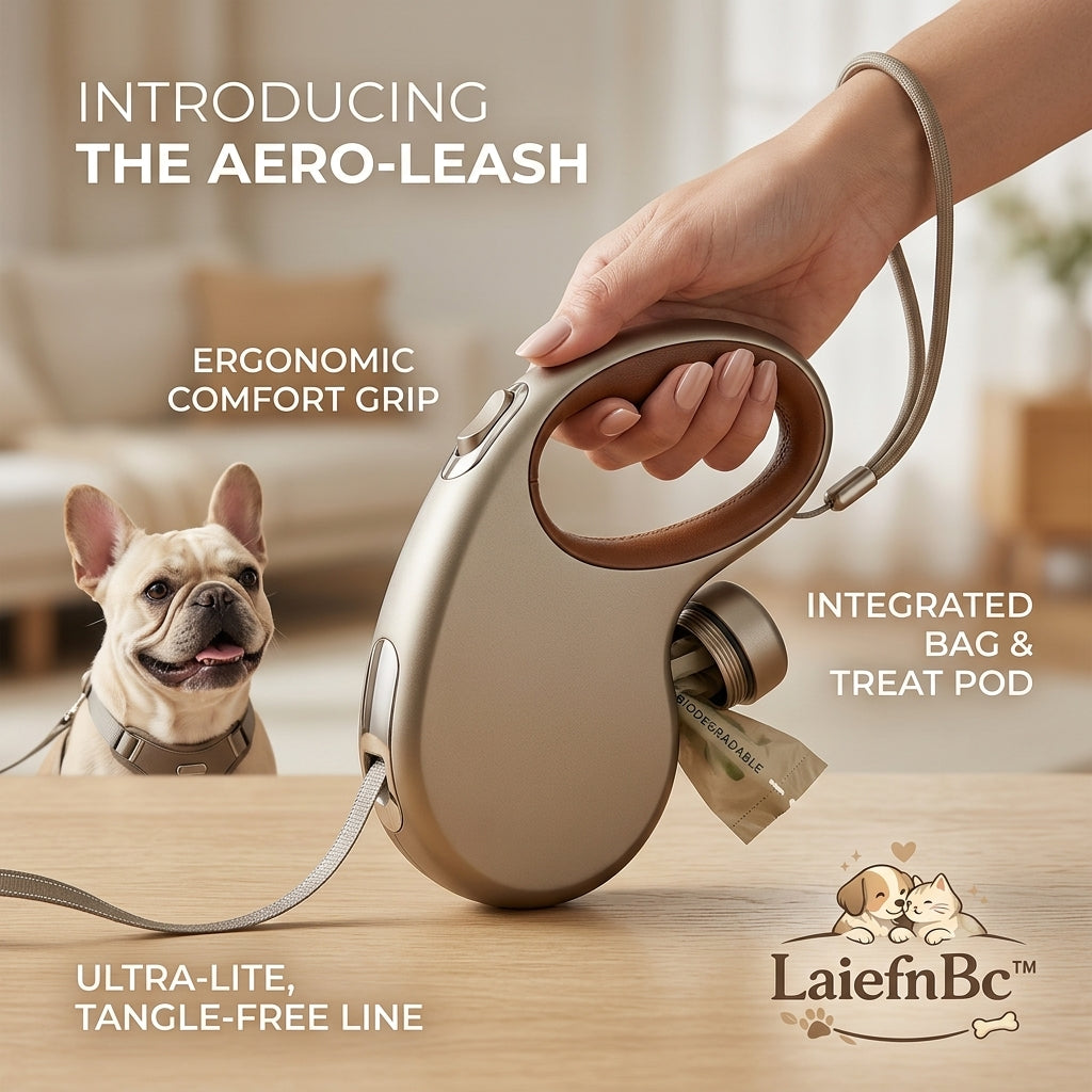 LaiefnBc™ Aero-Leash Retractable Dog Leash – Ultra-Lite Tangle-Free 16ft Heavy Duty Leash with Integrated Waste Bag Dispenser & Treat Pod, Ergonomic Comfort Grip for Small to Medium Dogs 🐾✨