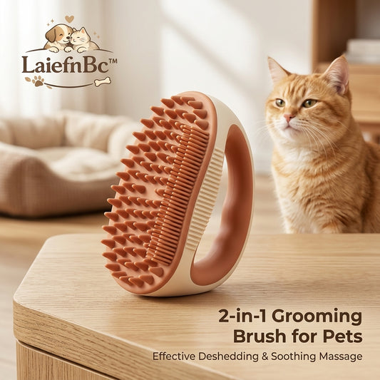 LaiefnBc™ 2-in-1 Pet Grooming Brush for Dogs & Cats - Professional Deshedding Tool & Soothing Massage Comb - Soft Silicone Bristles for Long & Short Hair - Ergonomic Handheld Design for Bathing and Shedding Control