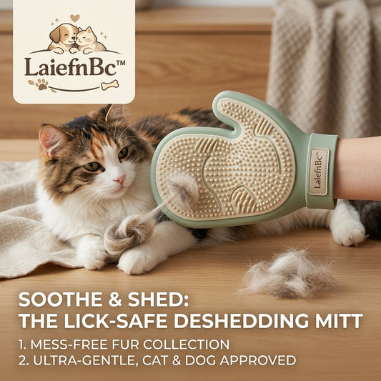 LaiefnBc™ Ultra-Gentle Deshedding Mitt – Lick-Safe Silicone Pet Grooming Glove for Cats & Dogs – Mess-Free Fur Collection & Relaxing Massage Tool – Ideal for Long & Short Hair